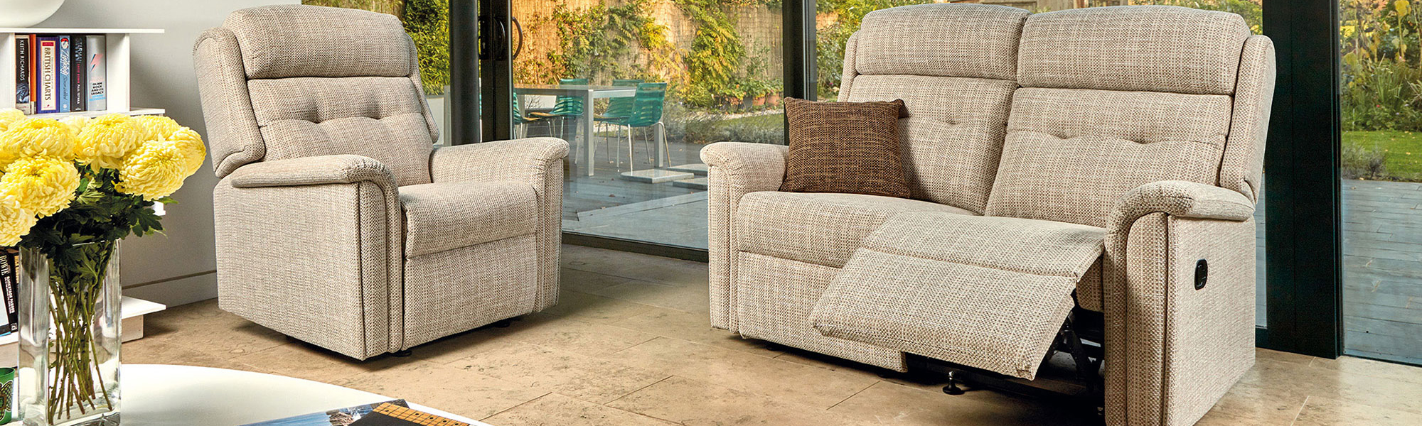 Fabric 2 Seater Power Recliner Sofas