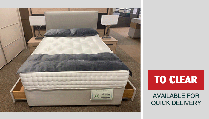 4’6” Double Smeaton Ultimate 1000 Natural Divan Set With 2 Drawers