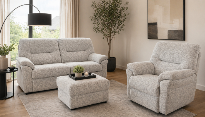 3 Seater Sofa, Power Recliner Armchair & Footstool